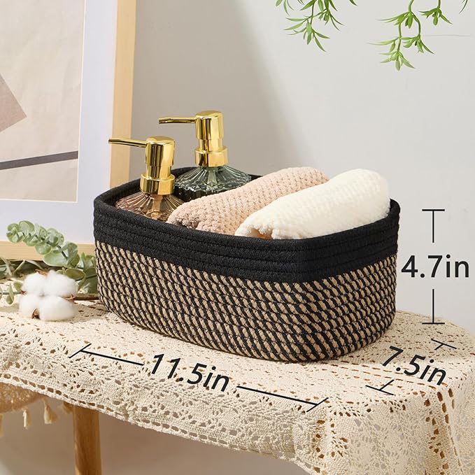 Small Storage Baskets for Organizing | Closet Organizer Bins | Shelf Toy Basket - Image 3