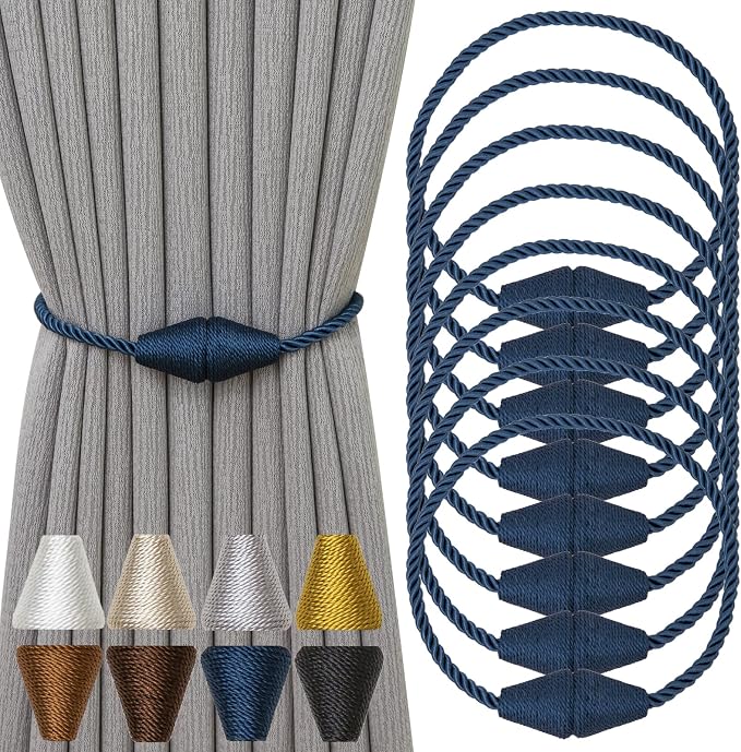 Magnetic Curtain Tiebacks 8 Pack Outdoor Rope Curtain Tie Backs Decorative by CurtainTiebacks