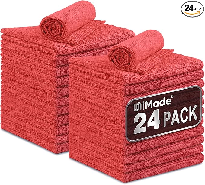 Shop Towels, 24 Pack Commercial Grade Shops Rags Microfiber Towel by Unimade