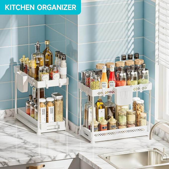 Under Sink Organizer, 2 Tier Pull Out Cabinet Organizer - Image 3