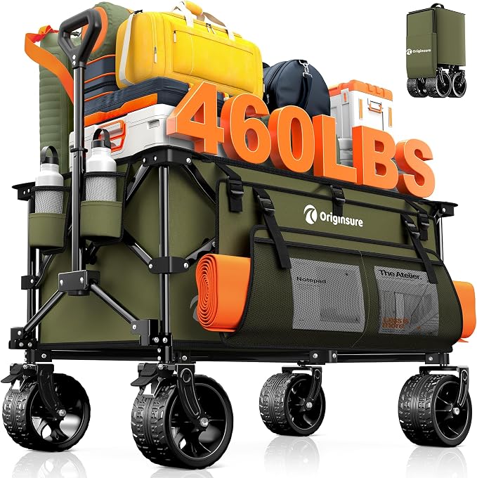 220L Collapsible Wagon Cart Foldable, 460lbs Load Capacity Heavy Duty Folding by Unknown