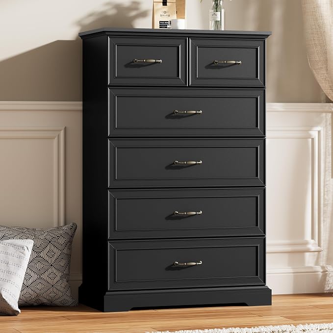 6 Drawer Dresser for Bedroom, Rustic Farmhouse Dresser by Thacuok
