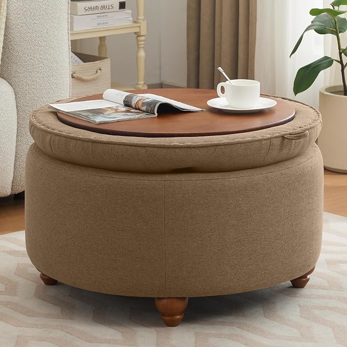 30Inch Round Storage Ottoman - Image 7