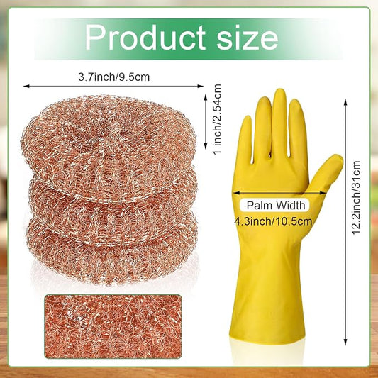 Hushee 50 Pack Copper Coated Scourers Rust Resistant Scrubbing Scouring Pad - Image 2
