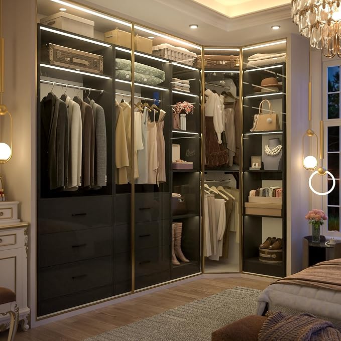 Corner Closet System with 6 Drawers, Closet Organizer System with 14 Shelves & - Image 3