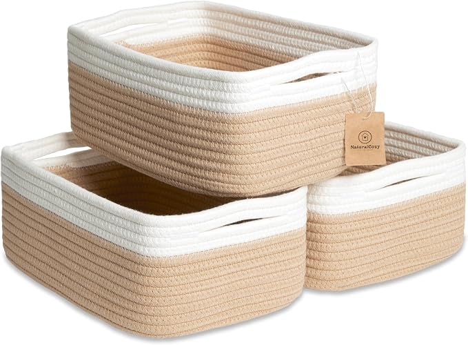 NaturalCozy 11.8"x8"x4.5” Storage Baskets by NaturalCozy