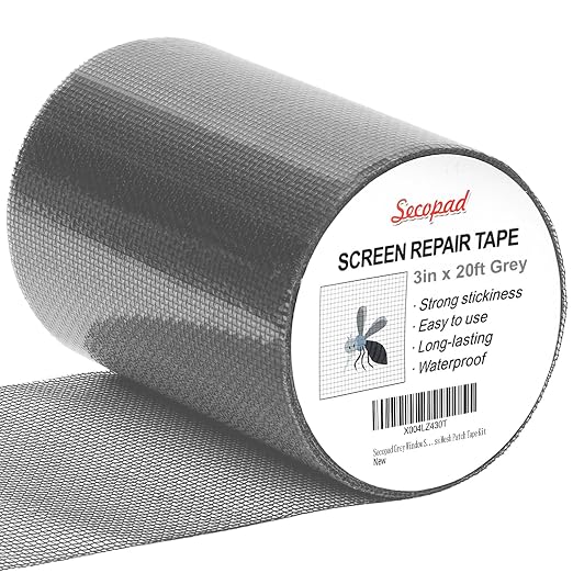 Grey Window Screen Repair Tape, 3IN X 20FT Screen Repair Kit by Secopad