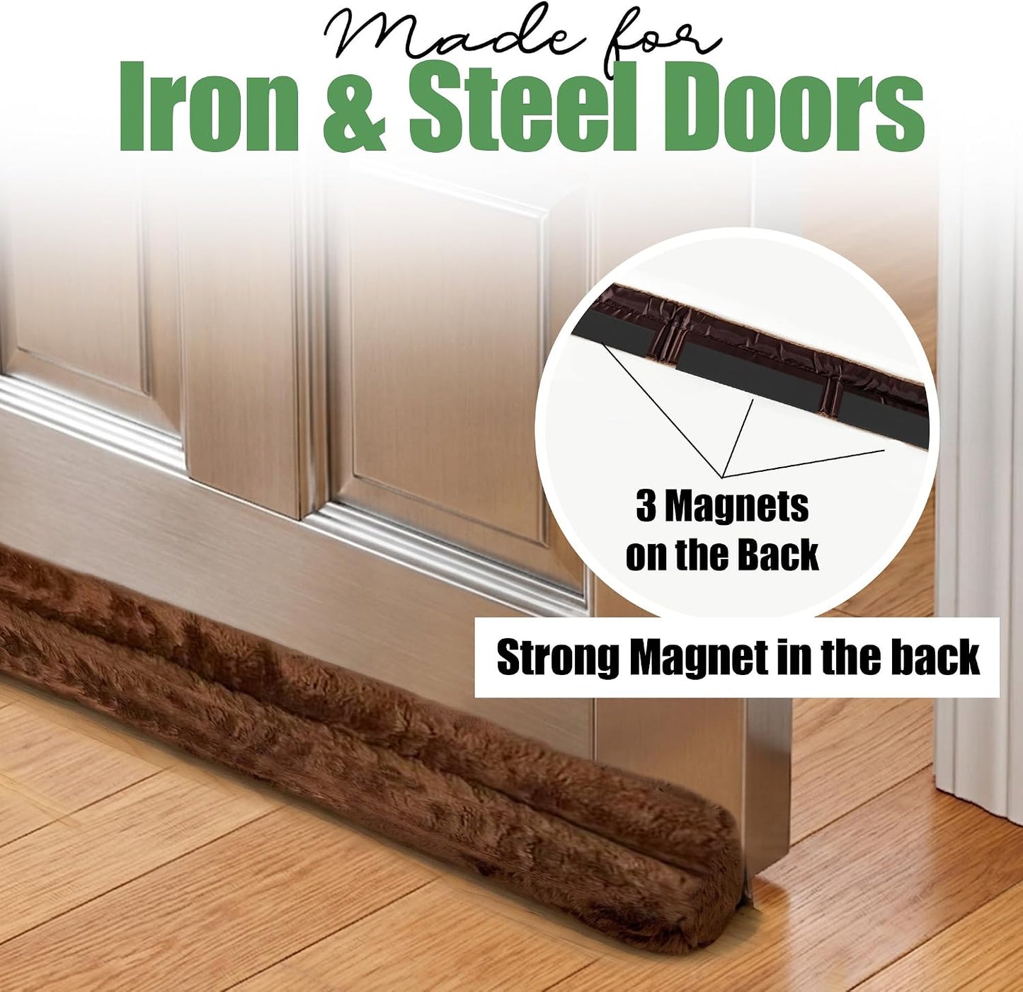 Evelots Magnetic Door Draft Stopper, 36-Inch Cold Air, Dust & Noise Blocker | Powerful magnets keep the 36-inch draft stopper securely in place on steel doors while helping block cold air, dust and noise