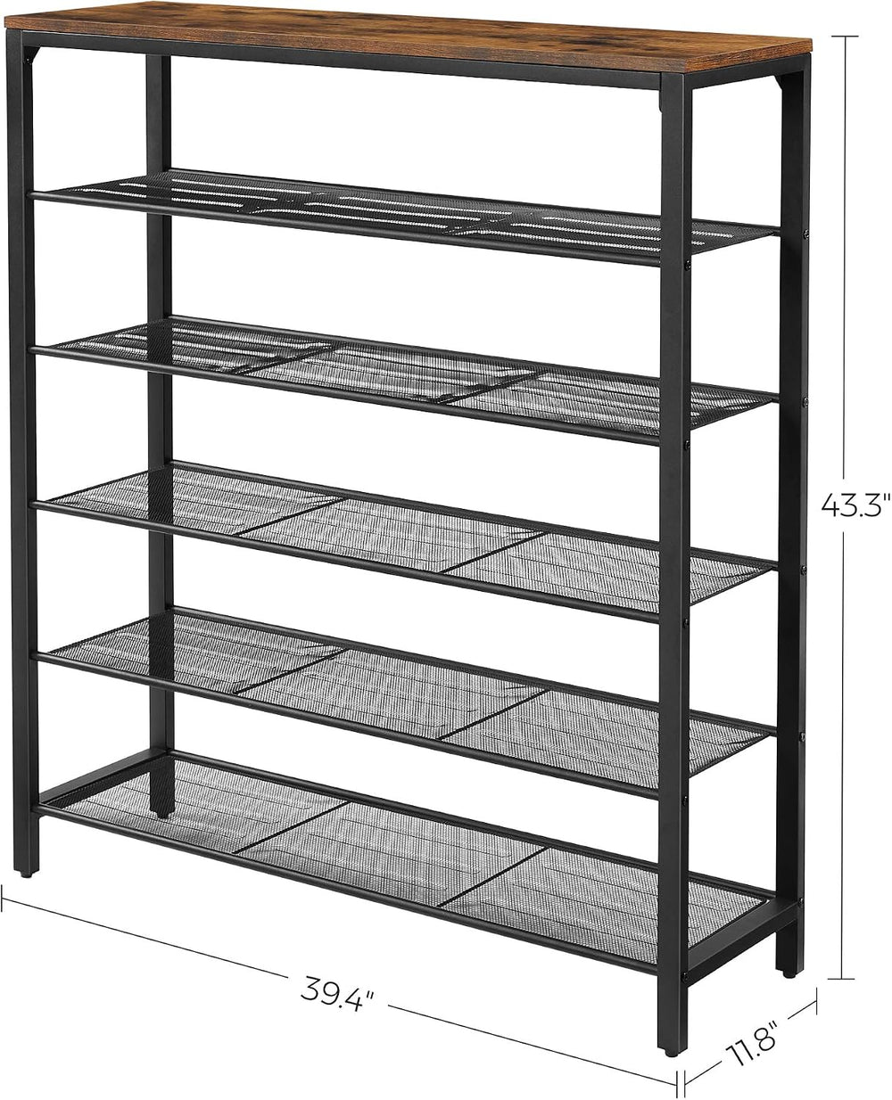 VASAGLE 6-Tier Shoe Rack, 24-30 Pairs, Metal Mesh