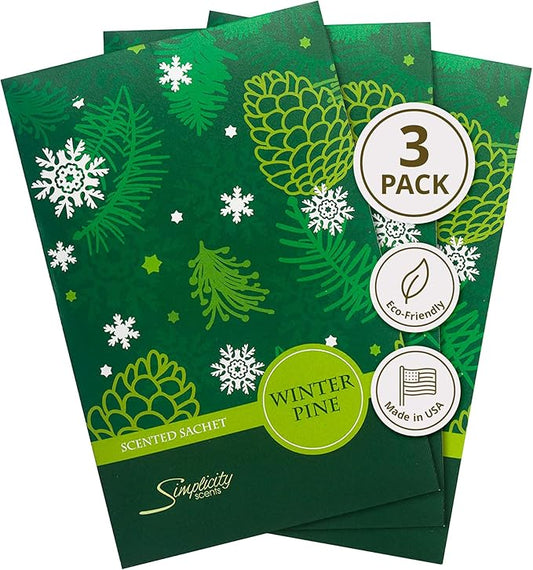 Winter Pine Scented Sachets Pack of 3, Long-Lasting Scented Bags, Home Fragrance by FloralSimplicity