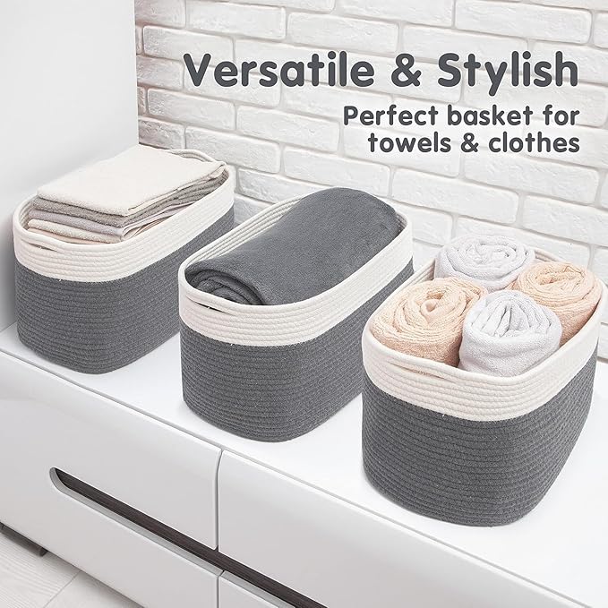 CHAT BLANC Cotton Rope Baskets for Organizing | Storage Baskets for Shelves | - Image 6