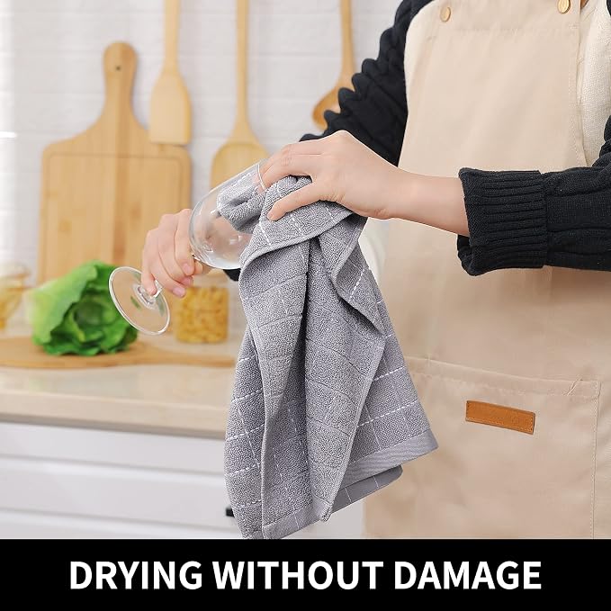 Homaxy 100% Cotton Terry Kitchen Towels, Checkered Designed, Soft and Super - Image 4