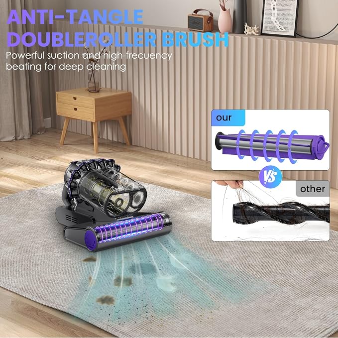 Mattress Vacuum Cleaner, 16Kpa Bed Vacuum Vleaner 253.7nm UV-C Light, 145°F Heat - Image 5