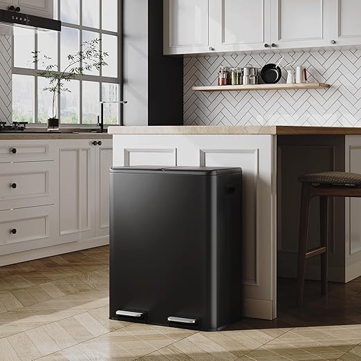 WLIVE Dual Trash Can, 2 x 8 Gallon, Step Trash Can - Image 2
