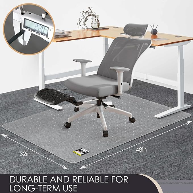 Kuyal Office Chair Mat for Carpet, 32x48 Clear Heavy Duty Computer Chair Mat - Image 4