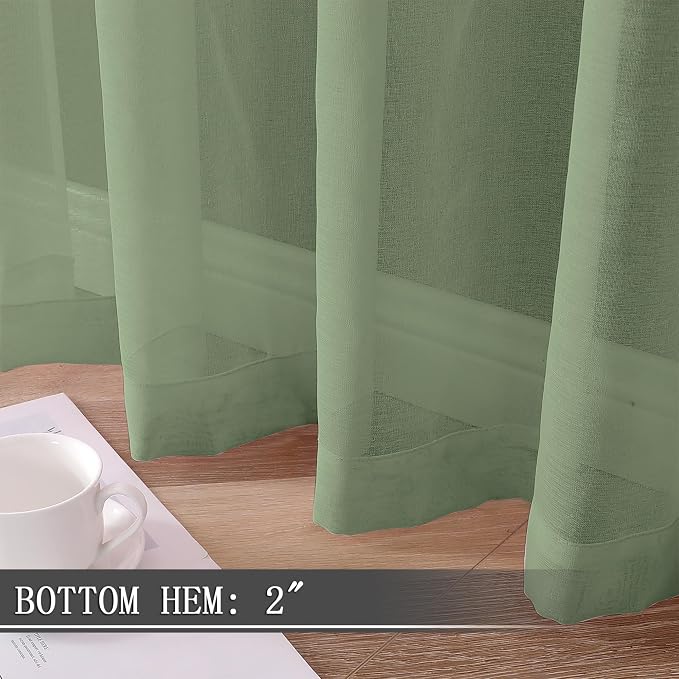 Tollpiz Short Sheer Curtains Linen Textured Bedroom Curtain Sheers Light - Image 4