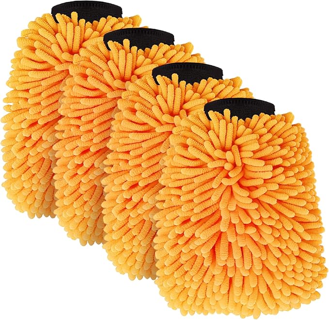 4 Pack Car Wash Mitt Microfiber, Premium Chenille Microfiber Wash Car Mitts by Unknown