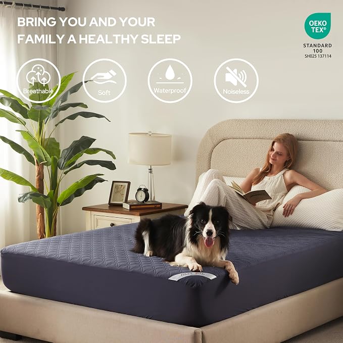 BEDLORE Waterproof Mattress Protector, Cal King Size Noiseless Mattress Pad - Image 3