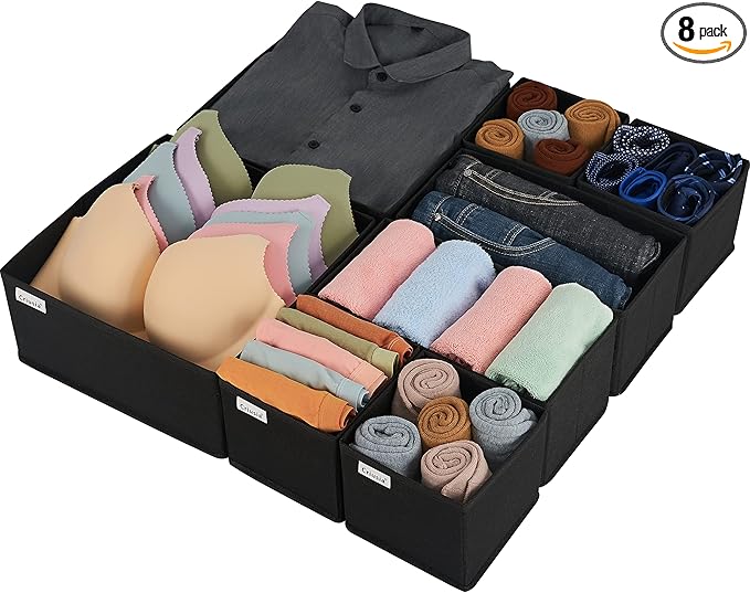 Criusia Drawer Organizer Clothes, 8 Pack Underwear Drawer Organizer, Foldable by Criusia