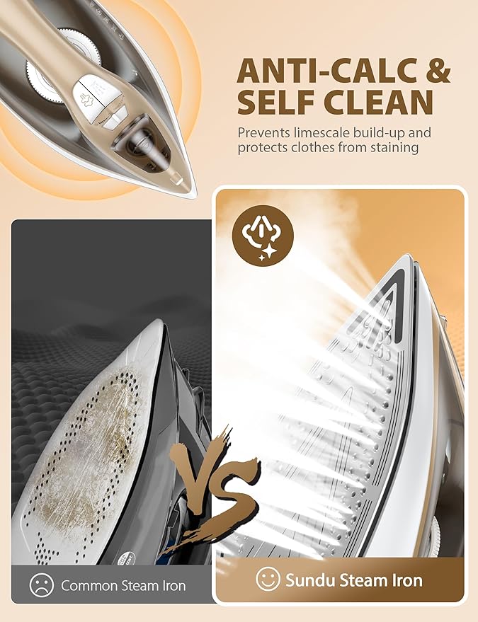 Steam Iron for Clothes Rapid Heating, 1500W Iron - Image 3