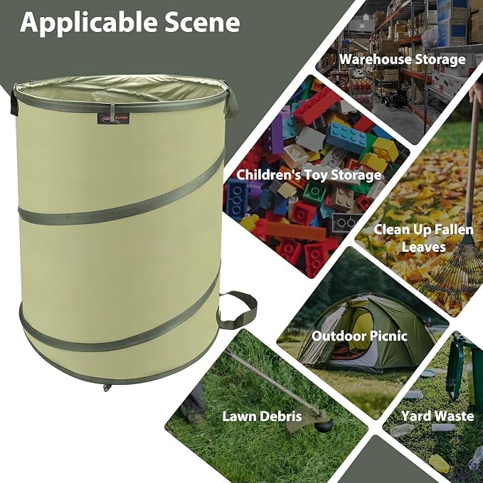 YUDI & GARDEN 45 Gallon Collapsible Garden Bag｜Collapsible Trash Can｜Camping - Image 8