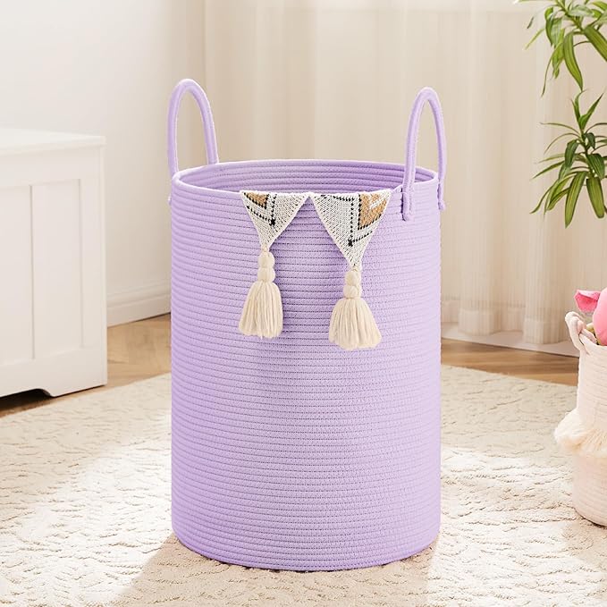 Laundry Basket, Woven Cotton Rope Laundry Hamper, 60L by Artfeel