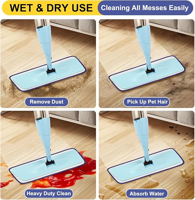 10 Pack 16.5 inch Reusable Mop Pads Microfiber Spray Mop Replacement Heads - Image 6
