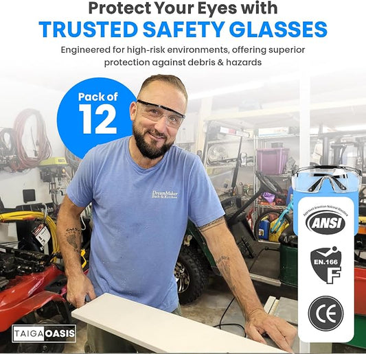 Safety Glasses, Full Coverage Lens, Built-in Brow Guard, UV Resistant, - Image 2