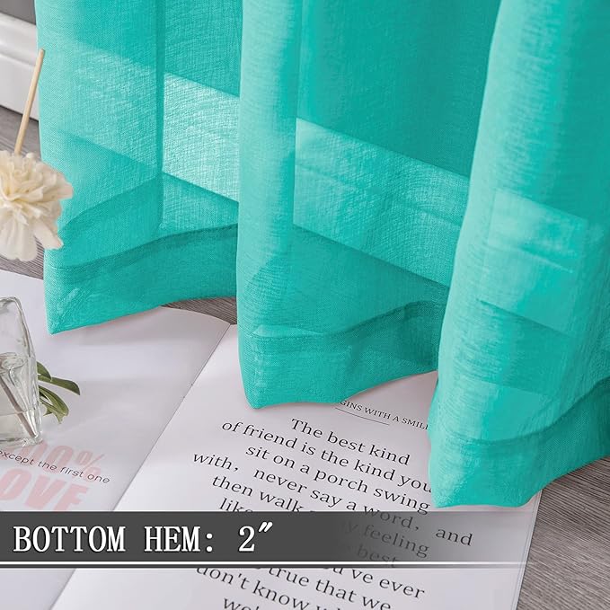 Tollpiz Short Sheer Curtains Linen Textured Bedroom Curtain Sheers Light - Image 4
