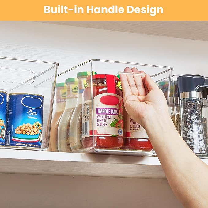 YIHONG Clear Plastic Storage Bins, 8 Pack Pantry Organizer Bins - Image 5
