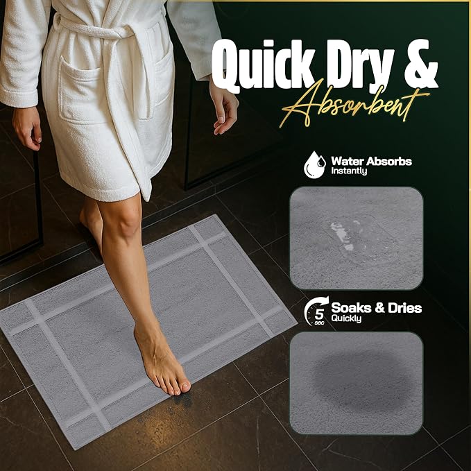 Pearl Linens Pack of 6 100% Cotton Bath Mat 20x30 inches, Soft & Absorbent - Image 4