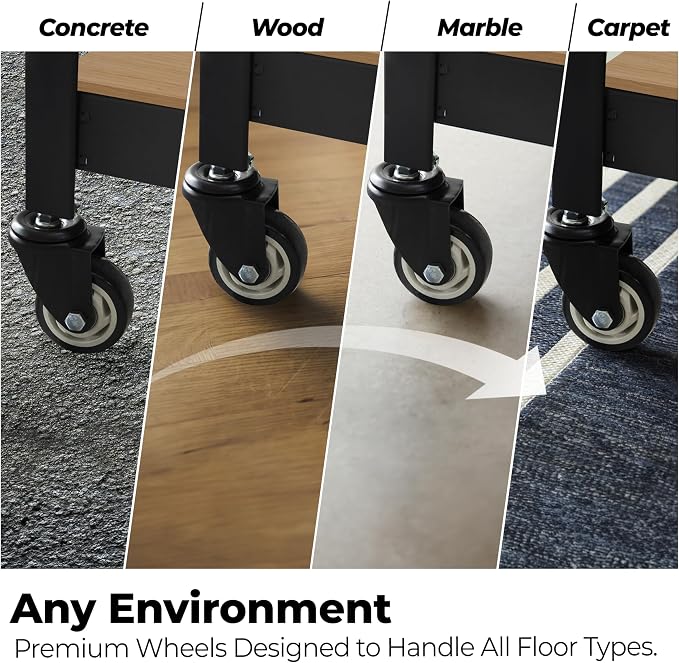 HOMEDANT House 5-Tier Metal Rolling Cart Shelf Rack Casters Heavy Duty Wheel - Image 14