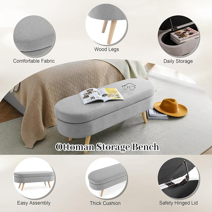 Storage Bench, Upholstered Entryway Benches - Image 5