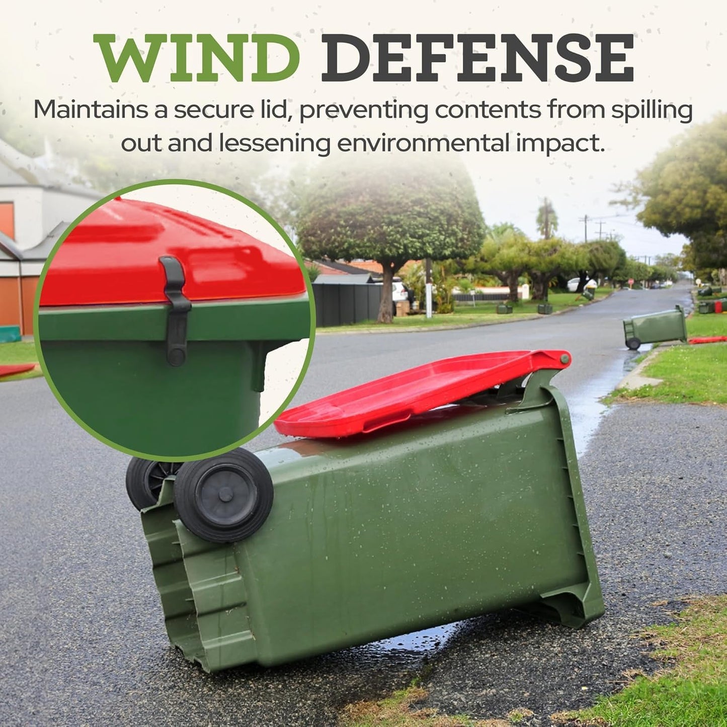 Push Clip Trash Can Locks for Animals, Easy to Install, Durable Trash Can Lock for Cart Lid Security, 28-96 Gallon Garbage Can Lock for Outdoor (Pack of 2)