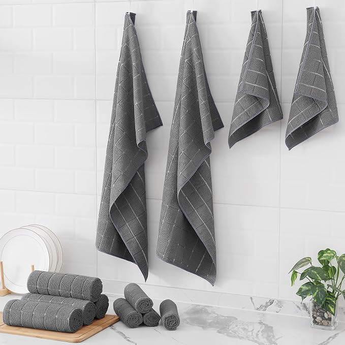 Homaxy Microfiber Kitchen Towels and Dishcloths Set, 12 Pack Soft and Absorbent - Image 8
