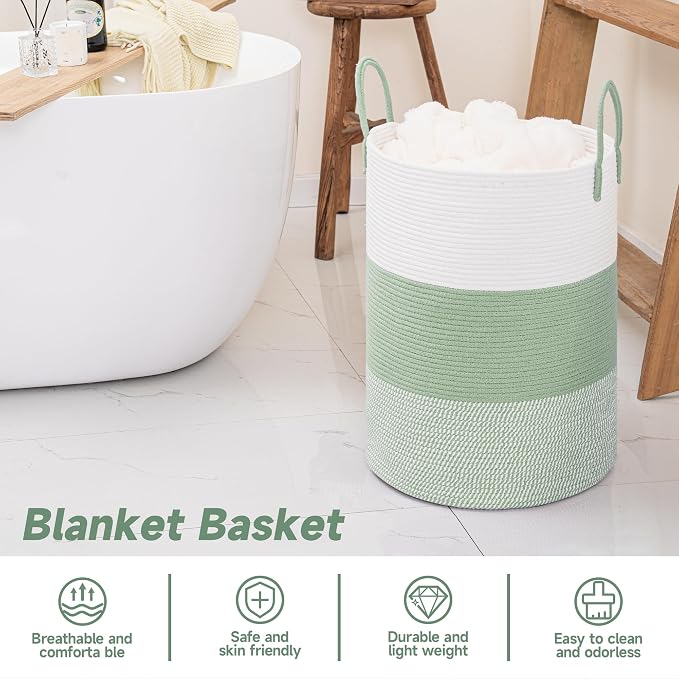 CLHMILY&Z 60L Laundry Basket Round Storage Rope Basket - Image 4