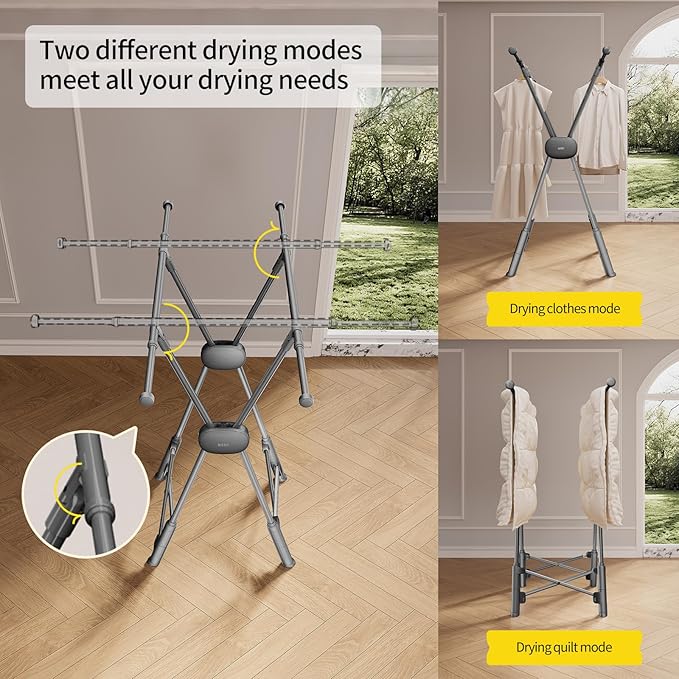 BIREN Clothes Drying Rack Heavy Duty Clothing Racks Extending Laundry Rack Two - Image 4