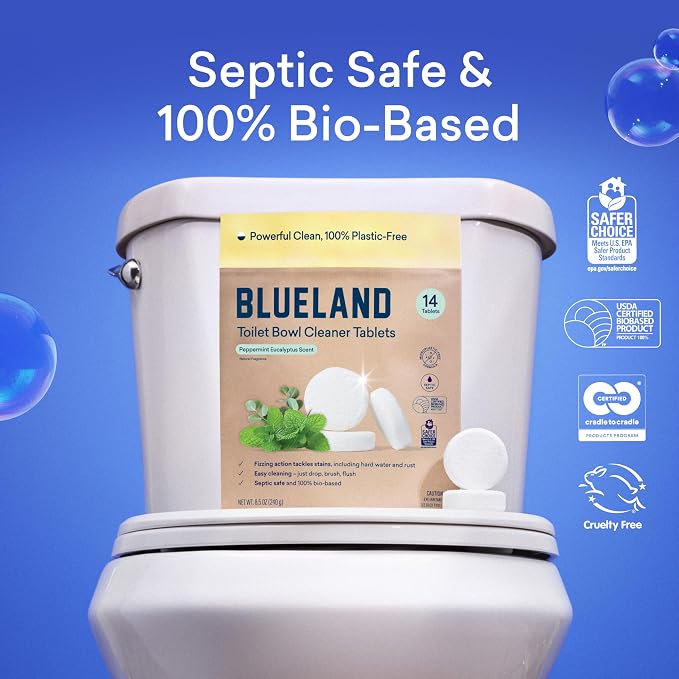 BLUELAND Toilet Bowl Cleaner Tablets, Starter Set, Peppermint Eucalyptus - Image 6