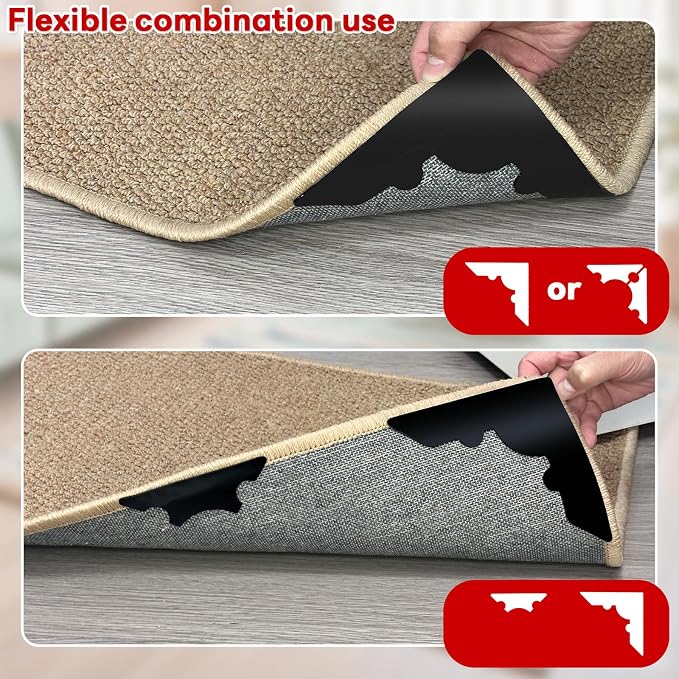 Rug Non Slip Grippers, Reusable Keep Rug Corner Down Tape Pads - Image 4