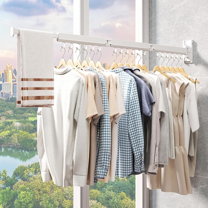 J-type Hooks Wall Mounted Clothes Rack, Collapsible - Image 6