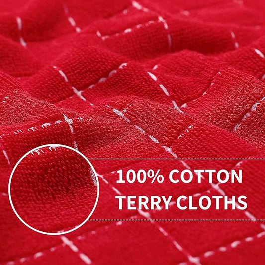 Homaxy 100% Cotton Terry Kitchen Towels, Checkered Designed, Soft and Super - Image 2