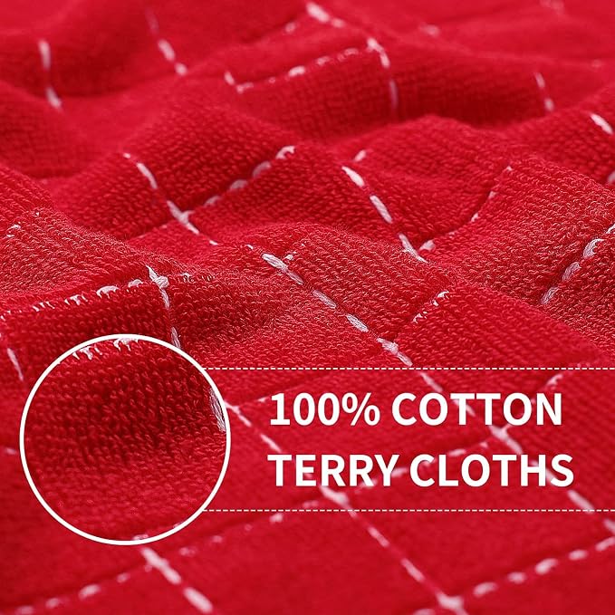 Homaxy 100% Cotton Terry Kitchen Towels, Checkered Designed, Soft and Super - Image 2