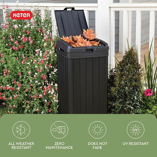 Keter Baltimore Resin 38 Gallon Outdoor Kitchen Trash Can - Image 4
