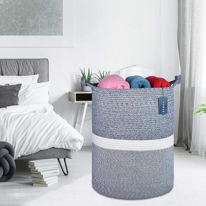 COMSE Extra Large Blanket Basket, Tall Woven Storage Basket, Nursery Hamper - Image 8