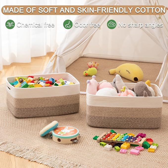Large Storage Basket for Organizing, Woven Rope Basket for Shelves, Closet - Image 4