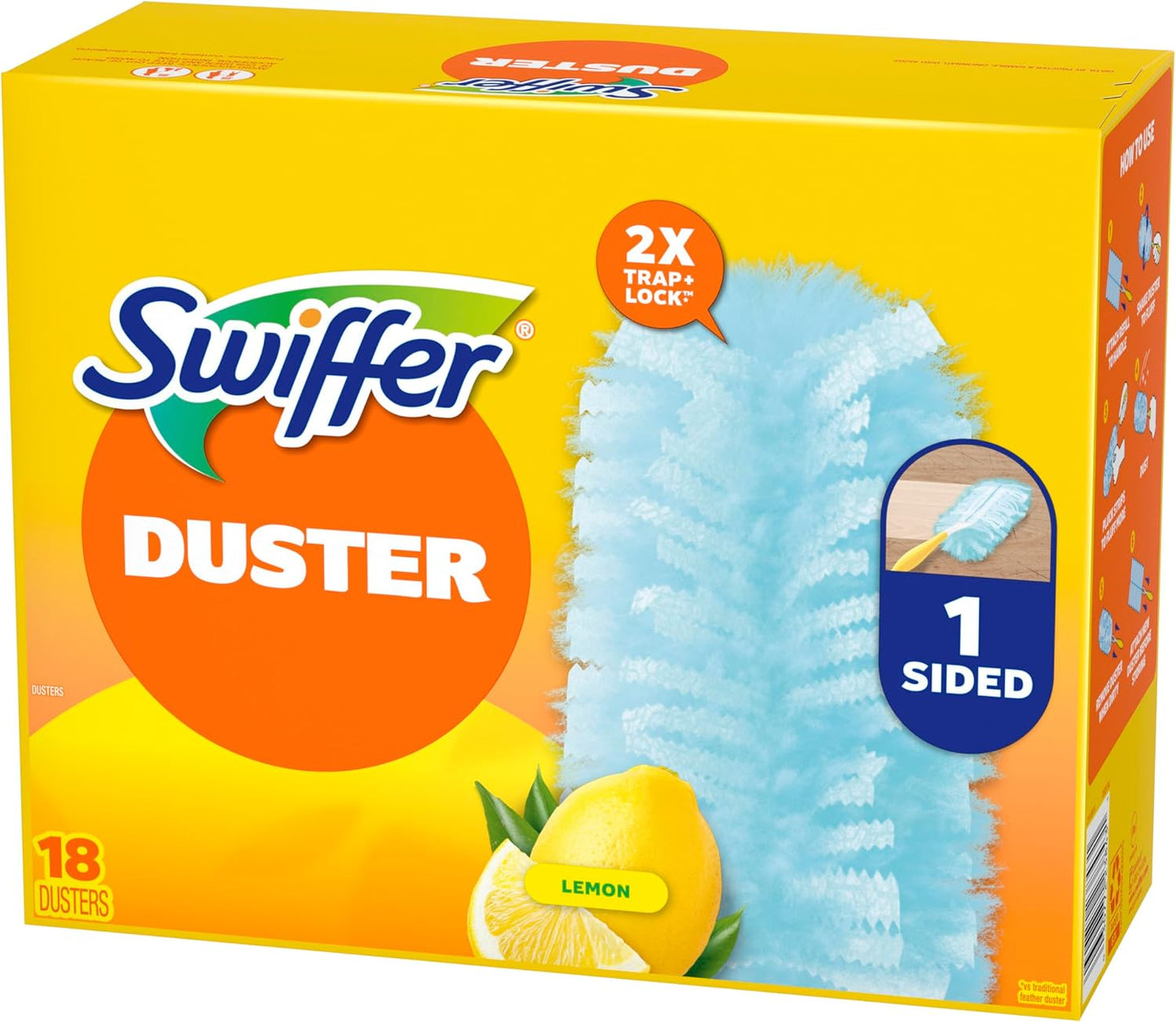 Dusters Refill for Cleaning, Feather & Microfiber Duster Disposable Alternative, for Dusting Furniture, Blinds, Ceiling Fans, Walls, Helps Remove Allergens, New Lemon Scent, 18ct