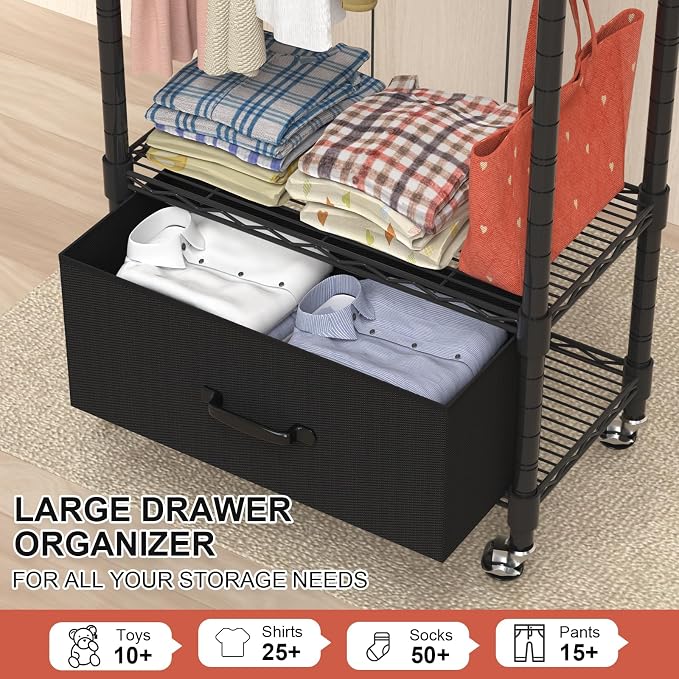 Clothes Rack, Clothing Rack for Hanging Clothes, 3 Tiers Adjustable Closet - Image 6