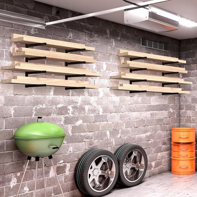NANANARDOSO Wall Mount Wood Organizer and Lumber Storage, Heavy Duty Metal Shelf - Image 2