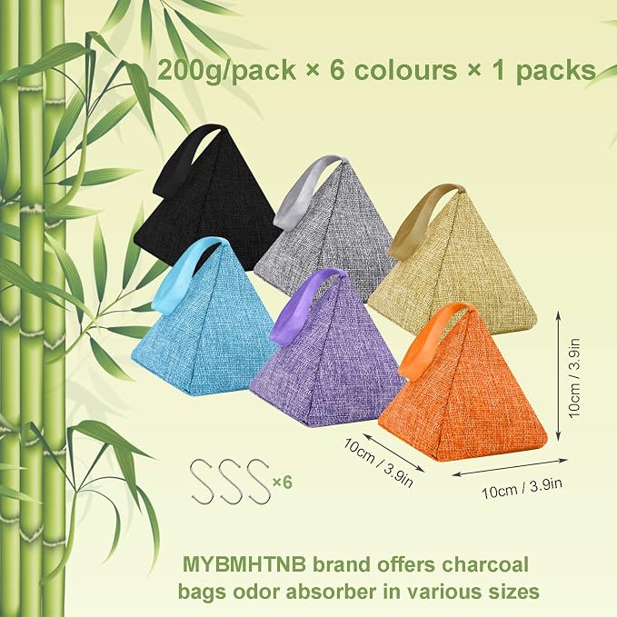 Charcoal Air Purifying Bags 6 Pack×200g Bamboo Charcoal Bags Odor Absorber - Image 3