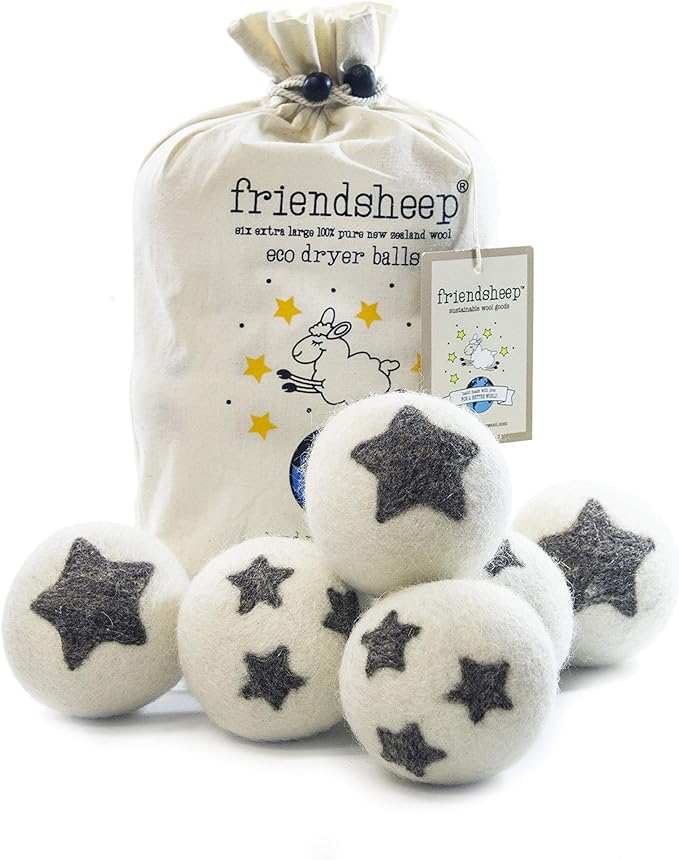 Friendsheep Wool Dryer Balls 6 Pack XL Organic Premium Reusable Cruelty Free by Friendsheep